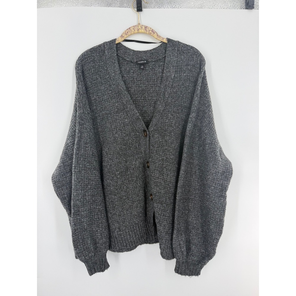 Torrid Grey Marled Knit Oversized Button Front Cardigan Sweater Plus Size 3 3X